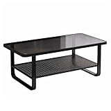JHKZUDG Moderner Rechteck Tee Tisch,Glas Couchtisch, Couchtisch,Center Tisch Clear Glass Console Tisch Mit Metallbeinen,Aufbewahrungsregal Für Wohnzimmer Im Wohnzimmer Büroempfangsraum