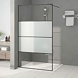 ZEYUAN Duschwand für Begehbare Dusche, Duschrückwand, Duschabtrennung, Glaswand Dusche, Duschglaswand, Duschtrennwand, Schwarz 115x195 cm Halbmatt ESG