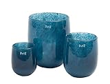 Dutz Collection | Barrel Deko Glas Vase Navy Blau H 18 cm D 14 cm Blumenvase Windlicht Maritim Mediterran | Mundgeblasen | Tischdeko Frühling Sommer