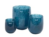 Dutz Collection | Barrel Deko Glas Vase Navy Blau H 18 cm D 14 cm Blumenvase Windlicht Maritim Mediterran | Mundgeblasen | Tischdeko Frühling Sommer