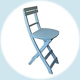 MKEING 60CM Küchenstuhl Holz Barstuhl Esszimmerhocker Mit Lehne Blau Grün Moderner Bistrohocker Tragbar Klapphocker Gartenstuhl Tresenhocker (Color : Blue)