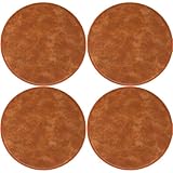 Stuhlkissen für Esszimmerstühle, rund, Leder, rund, wasserdicht, Hockerkissen, 2/4 Packungen, rutschfestes Sitzkissen, für Esszimmer, Küche, Stuhlkissen (Farbe: Cayenne-Gelb, Größe: 40 cm x 4 Packunge