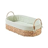 Geuther Moses Nest Babynest Tragekorb ruhiger Schlafplatz für Babys aus natürlichem Korbgeflecht waschbar mit atmungsaktiver Matratze aus 100% Bio Baumwolle Farbe: Mint