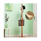Holzgarderobe mit Haken Baum Hut Kleiderbügel Boden Freistehend Kleiderbügel Jacken Kleiderbügel Schlafzimmer Einfache Montage Flur Eingangsbereich (Farbe: Kaffee, Größe: 165 cm)