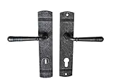 Haustür Schutzbeschlag Emily LS Antik Grau HS 92 mm Dr-Dr mit ZA Türdrücker