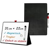 iNenya - Magnetisch Klein Whiteboard, Small Tragbar White board mit Ständer, Abwischbar Mini Whiteboard für Schreibtisch, Tafel, Desk - inkl. 1 Marker mit Radierer, Schwarz, 31cm x 22cm (A4)
