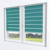 Rollmayer Doppelrollo Klemmfix ohne Bohren Klemmrollo Fensterrollo Duo Rollo Sonnenschutzrollo Zebrarollo Seitenzugrollo für Fenster und Tür (Türkis - 50 x 150 cm - BxH)