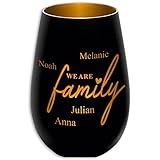 Windlicht - We Are Family - schwarz/Gold - mit Namen personalisierbar