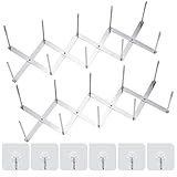PIANKEKE 2 Stück Topfdeckelhalter, Edelstahl Deckelhalter Rippchenhalter Verstellbarer, Pfannenhalter Organizer mit 6 Klebehaken, Tellerhalter für Küchen Schranktür Grillen