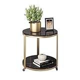 FIONEL Beistelltisch Couchtisch Runder Kleiner Seitentisch Büro Wohnzimmer Abnehmbares Couchtisch Schlafzimmer Nachttisch Doppelspeicherendtisch mit Rädern Kaffeetisch Nachttisch