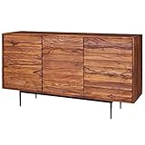 möbelando Sideboard WL5.635 Sheesham Massivholz 150x81x41 cm Landhaus Kommode | Design Anrichte Groß | Hoher Kommodenschrank mit 3 Türen Holz Massiv | Standschrank Wohnzimmer Modern