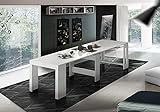 Dmora Moderner Esstisch, Made in Italy, Ausziehbare Konsole bis 12 Sitzplätze, mit Verlängerungshalter, 51x90h77 cm (bis 300 cm) Farbe Weiß glänzend