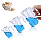 Messbecher 50ml 100ml 250ml, Mitening 3-Teiliges Messbecher Set Mit Griff Hitzebeständig Präzisions Messbecher für Waschmittel, Küche, Labor, die Autopflege feine Skala Lebensmittelecht(Transparent)