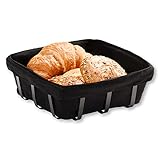 Kesper Brot- und Obstkorb, Schwarz, Stoff, Metall, Maße: 22 x 22 x 9,5 cm, 90885