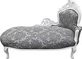 Casa Padrino Barock Chaiselongue Grau Muster/Weiss - Recamiere Liege Barock Möbel - Limited Edition