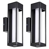 Solar-Deckleuchten for den Außenbereich, wasserdicht, moderne Wandleuchte for den Innen- und Außenbereich mit milchigem Glas, 3000 K warmweiß, wasserdichte Wandlampen for Hof, Flur, Veranda, 2er-Pack