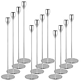 Set von 12 silbernen Kerzenhaltern, Kerzenhalter aus Metall, hoher Kerzenständer für Spitzkerzen, Kerzenhalter für 3/4 Zoll Dicke Kerzen, für Hochzeit, Wohnzimmer, Esszimmer (Silber)