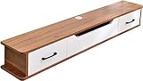 Schwebender TV-Ständer, Wand-TV-Schränke aus Holz mit Drahtlochdesign und Schubladen, Set-Top-Box-Ständer für Router im Wohnzimmer/Walnuss/130 cm