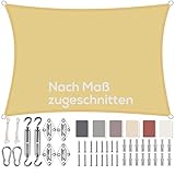 Aiyaoo Sonnensegel Wasserdicht Rechteckig, Viele Längen und Breiten Zur Auswahl, mit Befestigungs Kit PES Polyester, Sonnenschutz 95% UV Schutz, Reißfest Wetterfest für Terrasse Garten- 1x2m Beige