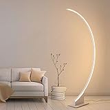 LANMOU Bogenlampe LED Modern Wohnzimmer Stehlampe Dimmbar mit Fernbedienung, Skandinavischer Stil Stehleuchte für Wohnzimmer Schlafzimmer,Weiß