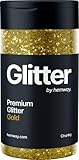 Hemway Gold Glitter Chunky 130g/4.6oz Powder Metallic Resin Craft Glitter Flake Sequins for Epoxy Tumblers, Hair Face Body Eye Nail Art Festival, DIY Party Decorations Paint