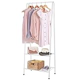 Youyijia Kleiderständer Garderobenständer Garderobe 2 Ablagen für Schuhe und Boxen Metallgestell platzsparend ideal für Schlafzimmer Flur und Büro Weiß