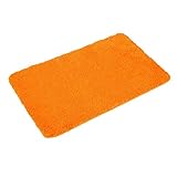 PANA Flauschiger Badvorleger in versch. Farben und Größen • Badteppich aus weichen Mikrofasern - rutschfest & waschbar • Duschvorleger 50 x 80 cm • Farbe: Orange