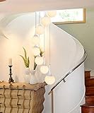 Duplex-Hängeleuchte mit hoher Decke, Spiral-Kronleuchter, Multi-Kugel-Kronleuchter für Wohnzimmer, europäisches Schlafzimmer, Persönlichkeit, Restaurantlampe, weißes Glas