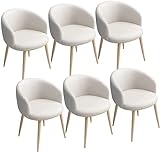 Moderne Küche Esszimmer Stühle Set PU Esszimmerstühle 6er Set Vintage Küchenstühle Ledersitz mit U-förmiger Rückenlehne Metallbeine Sessel für Esszimmer Empfang Bürostühle (Farbe: Weiß)