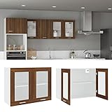 BULANED Hängeschrank, Kitchen Wall Cabinet, Küchenschrank, Küchenhängeschränke, Wandschrank Küche, Glas Braun Eichen-Optik 80x31x60 cm Holzwerkstoff