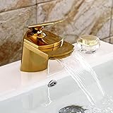 CGLOVEWYL Waschtischarmaturen Gold Messing Wasserhahn Waschbecken Wasserhahn Einhand-Toilettenmontage WC Heiß- und Kaltmischer Wasserhahn