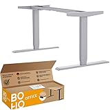 boho office® Homedesk Silber – elektrisch stufenlos höhenverstellbarer Schreibtisch, 3-Fach Teleskop, sehr stabil, mit 2 Motoren, Memoryfunktion, Kollisionsschutz, Kindersicherung, einfacher Aufbau