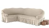 My Palace Beatrice elastischer Ecksofabezug mit Anti-rutsch Schaumstoffankern L-Form Sofahusse Eckcouch Cover Sofa Überwurf Spannbezug, Creme