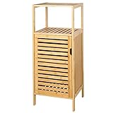 Edaygo Bambuskommode Beistellschrank Sideboard Badezimmerschrank mit Regal, 1 Lamellentür, Belastbarkeit 29 kg, 36,5 x 33 x 87 cm