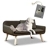 Rohrschneider Hundesofa Abwaschbar Große und Mittlere Hunde Kunstleder Braun/Grau XL