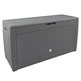 Casaria Auflagenbox 310 Liter Haltegriffe UV-Beständigkeit Rollbar 119x48x60cm Garten Terrasse Balkon Truhe Gartenbox Kissentruhe Rattan-Optik Grau