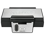 Krups Waffeleisen FDK251 | Doppelwaffeleisen | 2 Belgische Waffeln gleichzeitig | Antihaftbeschichtete Platten | für rechteckige Waffeln | sicher dank isoliertem Griff | 850W | 6x12x12cm | Schwarz