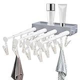woyufen Wäscheständer für Socken, Teleskop-Wandtrockner, mit Clips, tragbar, zum Aufhängen, Balkon, Schrank, Aufbewahrungsrahmen, platzsparend