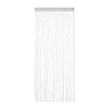 Relaxdays Fadenvorhang Glitzer, 90 x 245 cm, kürzbar, Tunneldurchzug, für Türen & Fenster, waschbar, Fadengardine, weiß