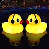 Cootway Solar Schwimmende Pool Beleuchtung, 2Pcs Schwimmende Poolbeleuchtung Ente, 8cm Mini Schwimmender Poollichter,Solar Teichlicht Schwimmend IP68 Wasserdicht,für Pool,Teich,Spa,Whirlpool Badewanne