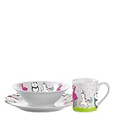 Leonardo Bambini Kinder Geschirr-Set Porzellan, 3-teilig, spülmaschinengeeignetes Kinder-Geschirr mit Tier-Motiven, Panda, Einhorn, Flamingo, 018642