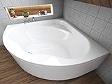 BADLAND Eckbadewanne Wanne Badewanne Standard 150x150 mit Acrylschürze, Füßen und Ablaufgarnitur GRATIS