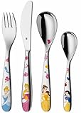 WMF Disney Princess Kinderbesteck Set 4-teilig, Kinderbesteck Edelstahl, Besteck Kinder ab 3 Jahre, Cromargan poliert, spülmaschinengeeignet