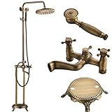 Bodenmontierter Badewannen-Wasserhahn, Klauenfuß, freistehend, Badewanne, Dusche, Mischbatterie mit Handbrause, 20,3 cm, Regenduschsystem