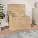 Yolola Truhe Mit Stauraum Aufbewahrungsbox Sonoma-Eiche Holztruhe Truhenbank Mit Stauraum Truhe Aufbewahrung Schuhbank mit Stauraum Sitzbank mit Stauraum50x30x28 cm Holzwerkstoff