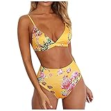 Hawaii Leopard /Einfarbig Drucken Bikini Set Damen Hohe Taille Bustier Bikinioberteil Streifen Bademode Zweiteiliger Badeanzug Strapsen Tiefer V Ausschnitt Schwimmanzug Viele Arten Muster Swimsuit