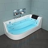 Home Deluxe - Whirlpool Badewanne - CARICA Links weiß mit Heizung und Massage - Maße: 170 x 80 x 59 cm | Eckwanne, Indoor Badewanne