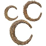 GALPADA Weinreben-Kranzringe, Mondform, Rattan, Weinrebe, Zweig, Kranz, Weinrebe, Girlande, Dekoration für DIY, Handwerk, Ostern, Hochzeit, Party, Dekorationen, 3 Stück
