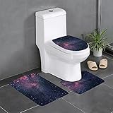 TAYOZO Badematten-Set, 3-teilig, Sterne, Nachtlandschaft, bunter Weltraumhimmel, rutschfeste Badezimmermatte, Flanell-Badematte, Badteppich-Set, Einheitsgröße