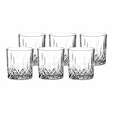 Leonardo Limited Edition Whiskybecher, 6er Set, spülmaschinenfeste Wasser-Gläser, geradlinige Glas-Becher, Getränke-Set mit Karo-Muster, Saft-Gläser, klein, 320 ml, 066757